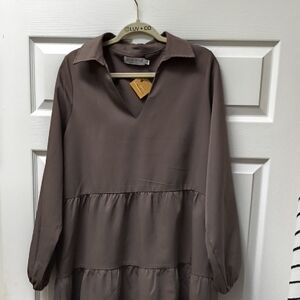 Elegant Taupe Midi Dress